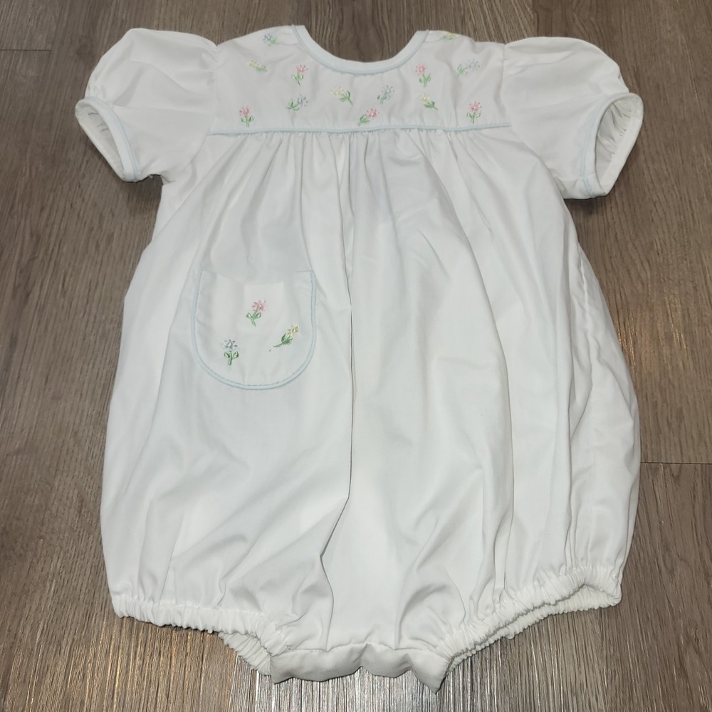 Vintage House Of Hatten Smocked Bubble Romper White Size 6 Mos. Up to 18lbs
